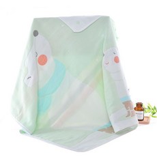 유아 목욕 수건 순수한 면 신생아 아기 덮개 담요 어린이 목욕 어린이 흡수 6 층 거즈 아기 목욕 수건, 짙 은 녹색, 1개