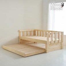 미엔우드가구 SE0 편백나무 2단 슬라이딩 통 원목 침대 프레임 이단침대 평상형 선반형 수납형 싱글 슈퍼싱글 트런들, 데이베드형