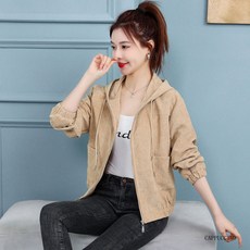 Yellwell 코듀로이 여성 짧은 자켓 봄 슬림 핏 긴팔 재킷 상의 DJP