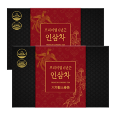 프리미엄 6년근 농축 인삼 흑삼차 면역력 진세노사이드 건강기능식품 선물 세트, 2세트, 100개입, 3g