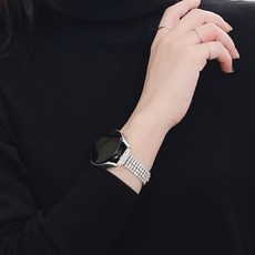 w9999 Galaxy Watch替換4 3 2經典Active鑲鑽手鍊錶帶, 銀