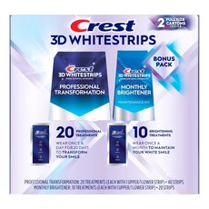 Crest 3D White strips 크레스트 3D 화이트스트립 20가지 전문 트리트먼트+10가지 브라이트닝 트리트먼트 총60개, 60개, 1g