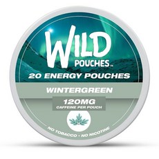 Wild 20 x Caffeine Pouches Nicotine Free Wintergreens - Can of Energy Pouch, 1 Pack, 1