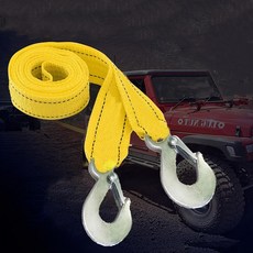 차량 비상용 고강도 5톤 견인 나이론 스트랩 후크 로프 4M, 옐로우, 1개