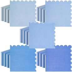 200피스 칵테일 냅킨 Sublaga 2겹 스캘럽 엣지 디저트 냅킨 접힌 12.7 x 12.7cm5 5인치 일회용 그라데이션 컬러 종이 저녁 식사 결혼식 생일 베이비 샤워 파, Blue