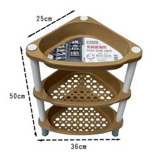 淘氣寶貝 多功能收納架 三角架 浴室置物架 家用洗漱多層儲物架 塑料廁所洗手洗澡間三角架 大號加厚, 棕色, 1個