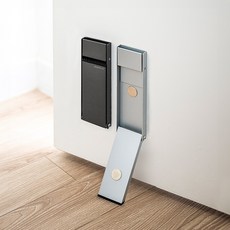 모노플랫 무타공 원터치 도어스토퍼 현관문 철문 닫힘방지, 실버