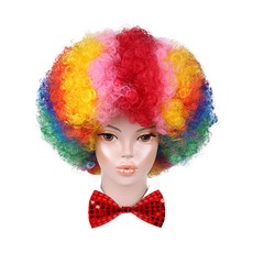 파티로 곱슬가발 폭탄머리 펑키 삐에로 가발 (무지개)