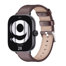 SKENOS 샤오미 스마트밴드9 8프로 / 레드미워치 6 5 호환 가죽 스트랩 마이크로파이버 교체 밴드, 블랙-초코, 1개