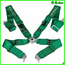 TAKATA四六點式賽車座椅安全帶，三英寸寬改裝越野安全帶，加厚加寬防滑賽車賽道安全帶，快拆賽車座椅安全帶, 綠色,四點式, 1個
