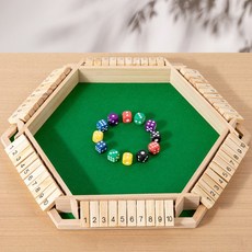兒童木制雙面數字六面翻牌遊戲棋 親子桌遊酒吧聚會行酒令益智玩具 - 派對必備, 六面原木色翻牌（白盒裝+12顆彩色骰1, 1個