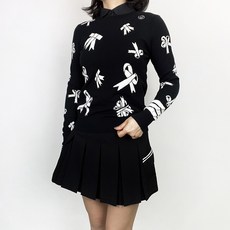 투솜 여성골프니트 리본 도톰 골프니트 봄 가을 겨울 여성 골프웨어 캐시미어 울 라운드 신축성 빅사이즈