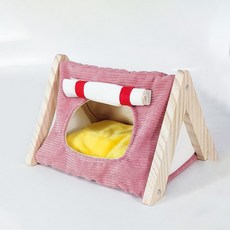懶懶喵 倉鼠帳篷躲避屋 鸚鵡保暖小屋 金絲熊棉窩 小寵物冬季避寒居所, 1個, 三角帳篷-豆沙粉