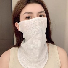 新款防曬面罩男女同款遮陽防紫外線面紗掛耳透氣護頸騎行圍脖, 白色【防曬面紗】, 1個