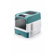 【寵傢好】殺菌魔方款抽屜貓砂盆 (贈貓砂鏟) 封閉式防飛濺, 藍色, 1個