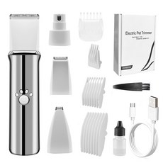 루베라 반려동물 이발기 41N1 다기능 4종 칼날 저소음 강아지 고양이 바리깡 전신 미용기, 1개, 화이트