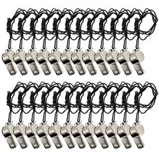 본라이프 안쉼귀가 목걸이 메탈 호루라기 호신용 호각 호루라기목걸이 심판 휘슬 스포츠 호루라기, 24개, 검정