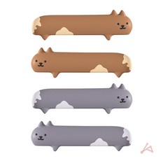 리버썸 문 손잡이 커버 고양이 방화문손잡이커버 문콕방지, 회색냥(우)