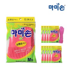 마미손 오른손 하나 고무장갑 중형 10개, 핑크, 중(M)