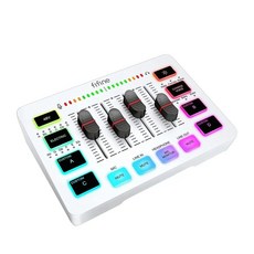 FIFINE SC3 RGB 音訊混音器 USB直播聲卡 錄音介面【台灣公司貨】, 白色