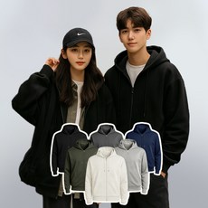 루이벤 남녀공용 심플 봄가을 후드집업 오버핏 무지 후드티 간절기 커플 캐주얼 아우터 루즈핏