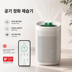 Wantech 2in1 소형 반도체 공기청정 제습기 800ml 듀얼코어 제습량HEPA 필터 탑재초저소음무선 WiFi전기세 걱정 없는 초절전 욕실 휴대용 가정용 원룸용 제습기, Q9