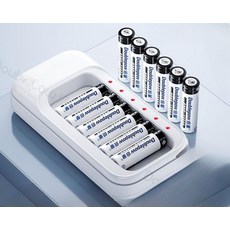 충전건전지 건전지 충전기 교체용 만능 급속 6구 충전용 6슬롯 충전기 12개 케이스포함, 2슬롯 충전기 2개 케이스포함 A