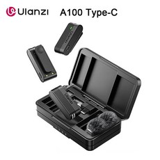 Ulanzi A100 무선 라발리에 마이크 전문 20M 오디오 비디오 음성 녹음 마이크, 1세트, type-c