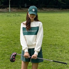 패션풀 여성용 GOLF F 영문 레터링 배색 맨투맨 28771