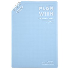 Planwith-斜角翻頁筆記本 方格/橫線/線圈本 日記本 手帳繪畫 隨身紀錄 計畫本, A5藍色封面（方格內頁）