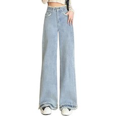 couchsurfing 여성 하이웨이스트 와이드 데님 바지