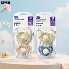 DFMEI 新款寶寶安撫奶嘴嬰兒食品級牙膠批發外貿超柔軟耐啃咬仿母乳奶嘴, 1個, 如圖, 小月亮【混裝】圓頭兩隻裝