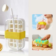 SMABAT 아이스 메이커 보틀 휴대용 아이스볼 아이스 트레이 2in1 얼음틀 물병 800ML 컵 밴드 빨대 포함, 1개, 화이트