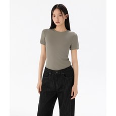 매장정품 무신사스탠다드우먼 MUSINSA STANDARD WOMAN 우먼즈 리브드 슬림 핏 반팔 티셔츠 [토프] MWJTS5Z04-TA 541536