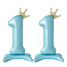 올리브파티 생일 스탠딩 왕관 은박 숫자 풍선 블루, 숫자11, 1개