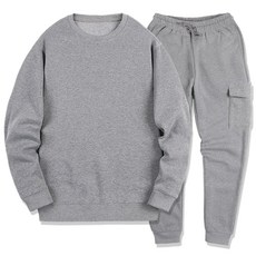 ILLUSO 柔軟刷毛大學T工裝束口褲運動套裝