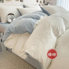 椿嶼 簡約純色牛奶絨法蘭絨加厚冬季單品被套, 高級灰+淺灰【加厚款】,1.2床單三件套-被套150x200