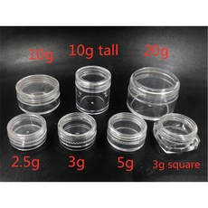 냄비 먼지 파우더에 케이스 20G 라운드 100PC 3G 플라스틱 아트 반짝이 네일 PS 10G 항아리 5G ML 메이크업 작은 샘플, clear, 2 5ml