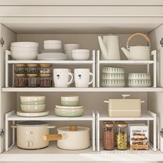 알뜰살림 모던 길이조절 주방선반 접시정리대 싱크대 정리선반, 퓨어화이트