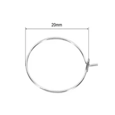 100pcs 와인 라벨링 실버 금속 유리 매력 반지 와이어 농구 음료 마커 20mm-35mm, 20mm