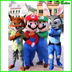 硃迪兔子玩偶服人偶裝可愛網紅熊貓狐狸卡通表演服：多款造型，充氣設計，派對活動首選, 綠色路易斯,165cm-174cm身高, 1個