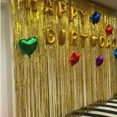 골드 파티 커튼 장식 배경 벽걸이 생일 포토존 촬영 분위기 반짝, 1개, 골드 DC004997