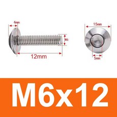 스테인레스 스틸 대형 플랫 헤드 육각 소켓 나사 볼트 자동차 오토바이 모페드 스쿠터 테일 플레이트용 M6 M5 10 개, M6x12