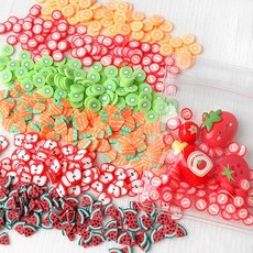 싼비즈 [6413-01]폴리머 슬라임재료 지퍼백키링재료 파츠 토핑 과일 약 5.5mm 10g