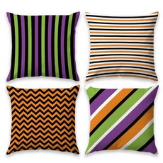 베개 커버 45.7 x 45.7cm(18 x 18인치) 장식용 베개 커버 4개 세트 장식 추수감사절 할로윈 크리스마스 레트로 스트라이프 귀엽고 부드러운 베개 커버 소파 소파 침, 다양한 라인 4개