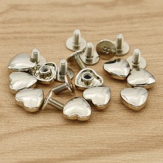 새로운 도착 10 세트 리벳 스파이크 스터드 나사 가방 장식 하트 모양 펑크 명소 DIY Leathercraft 합금 수하물 액세서리, 하얀색