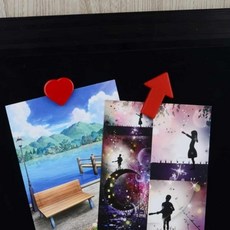 2P 모양 자석 작은자석 사진자석, 화살표(핑크)