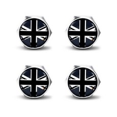 자동차 번호판 프레임 고정 볼트 나사 너트 캡 유니온 잭 엠블럼 미니 원 컨트리맨, 1. black white, 1개