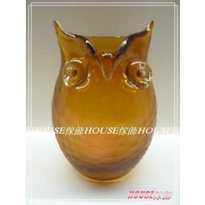 House傢飾 貓頭鷹造型玻璃花瓶