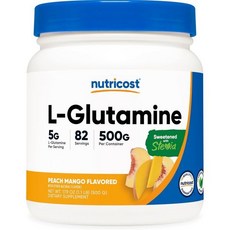 뉴트리코스트 Nutricost L-Glutamine Powder Sweetened with Stevia 500 Grams Peach Mango - Supplement for, 1.12 Pound (Pack of 1), 500g, 1개